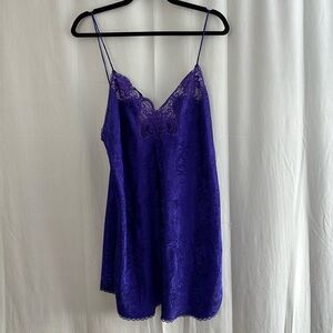 Vintage Deena Purple Slip Dress with Lace Detail Womens Size M/L